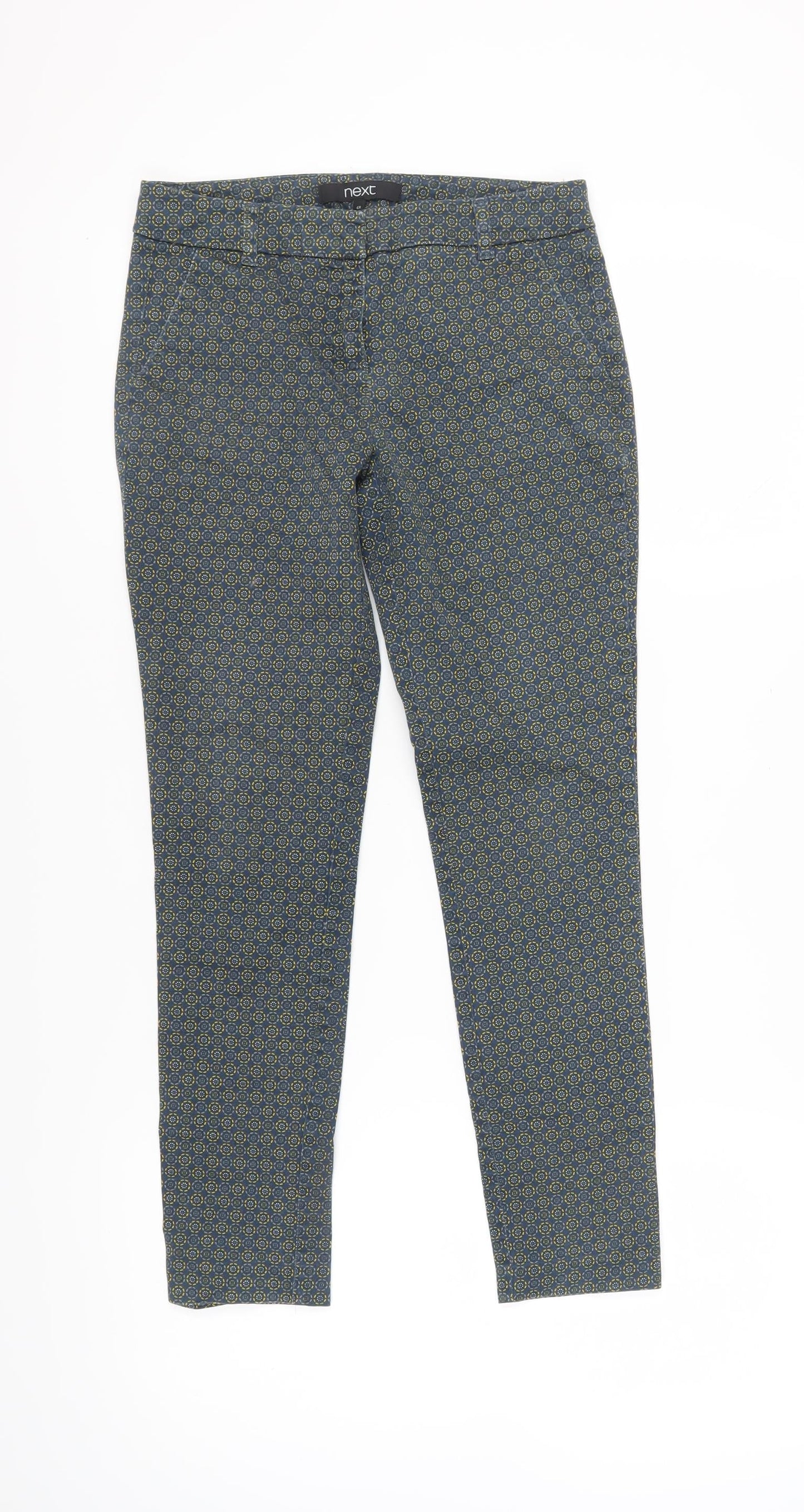 Womens UK Size 6 NEXT Slim Fit Cropped Multicoloured Trousers