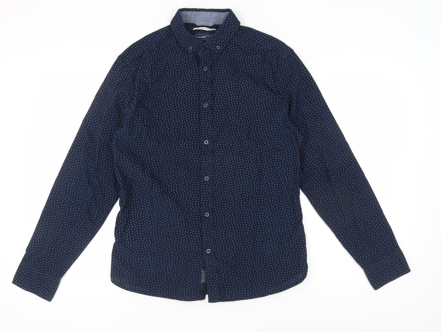 Criminal Men's Blue M Geometric Button-Up Shirt