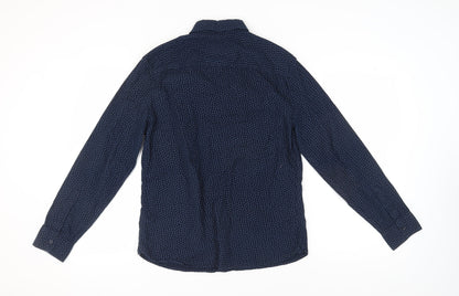 Criminal Men's Blue M Geometric Button-Up Shirt
