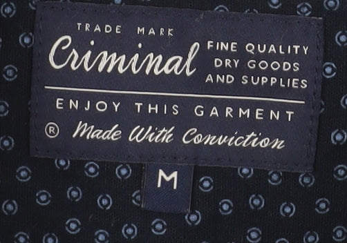 Criminal Men's Blue M Geometric Button-Up Shirt