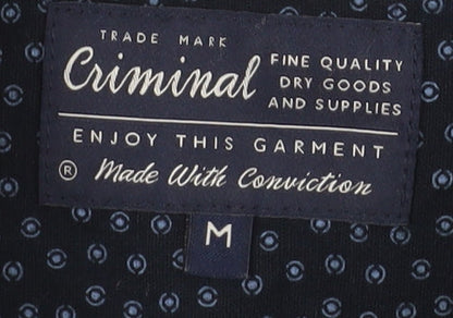 Criminal Men's Blue M Geometric Button-Up Shirt