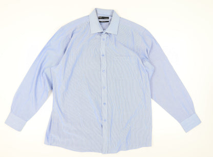 B&W Men's Blue Striped Long Sleeve Shirt - 17