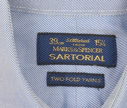 Mens UK Collar Size 39 Marks and Spencer Smart Blue  Dress Shirt