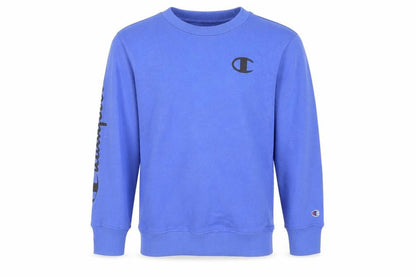 Front view of Champion boys’ blue pullover sweatshirt s regular fit