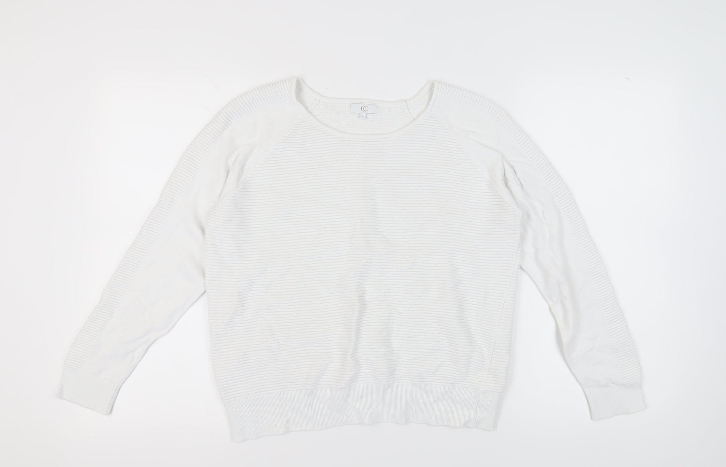 CC Women's White Pullover Jumper, Size L, Long Sleeve