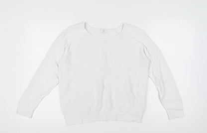 CC Women's White Pullover Jumper, Size L, Long Sleeve