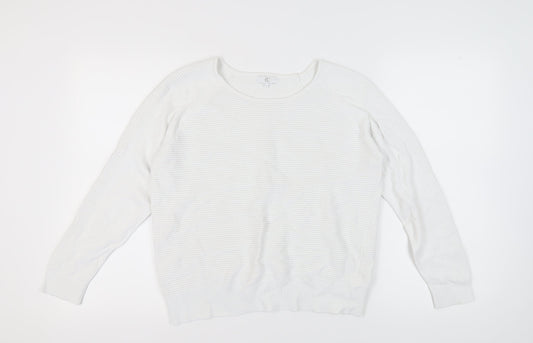 CC Women's White Pullover Jumper, Size L, Long Sleeve