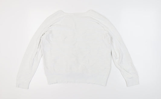 CC Women's White Pullover Jumper, Size L, Long Sleeve