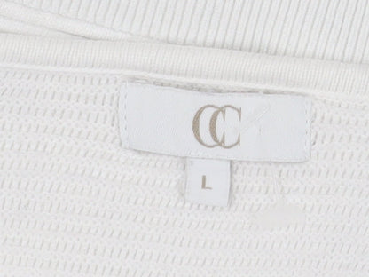 CC Women's White Pullover Jumper, Size L, Long Sleeve