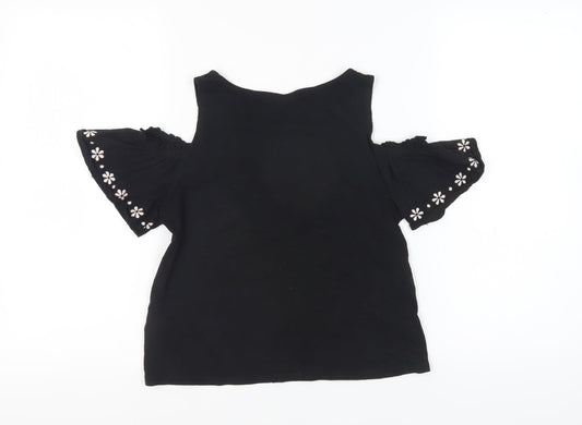 New Look Women's Black Cold Shoulder Top Size 8