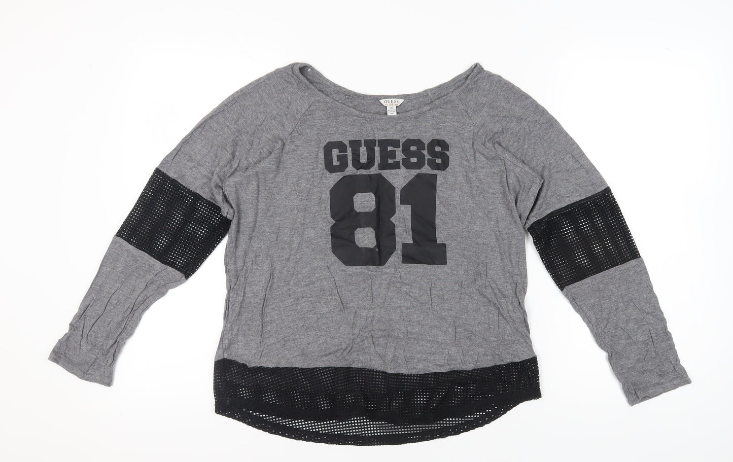 Guess Women's Grey Long Sleeve T-Shirt, Size L