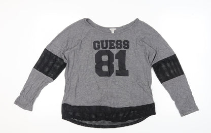 Guess Women's Grey Long Sleeve T-Shirt, Size L