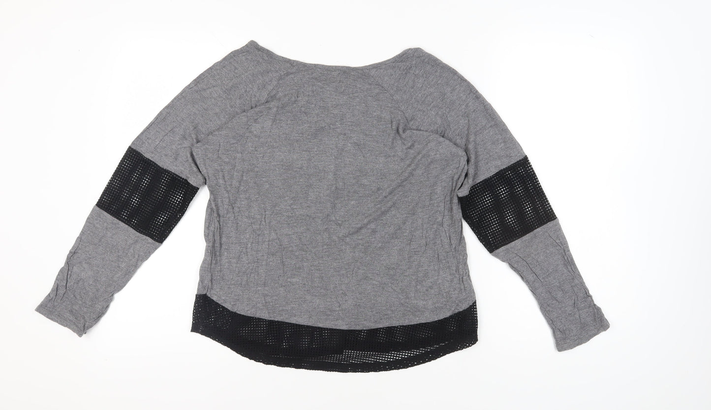 Guess Women's Grey Long Sleeve T-Shirt, Size L