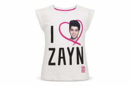 Front view of One Direction girls’ white graphic t-shirt 6-7 years