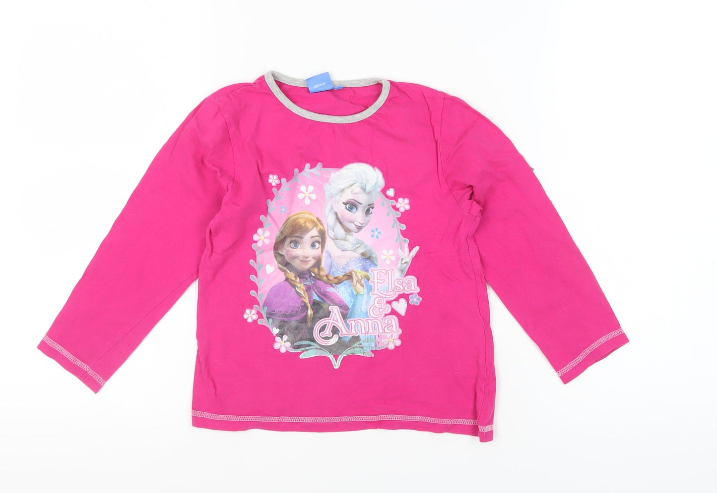 Disney Girls Pink Frozen T-Shirt, Size 7-8 Years, Long Sleeve