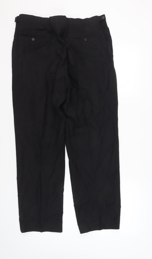 Marks & Spencer Men's Black Wool Trousers, 40W 31L