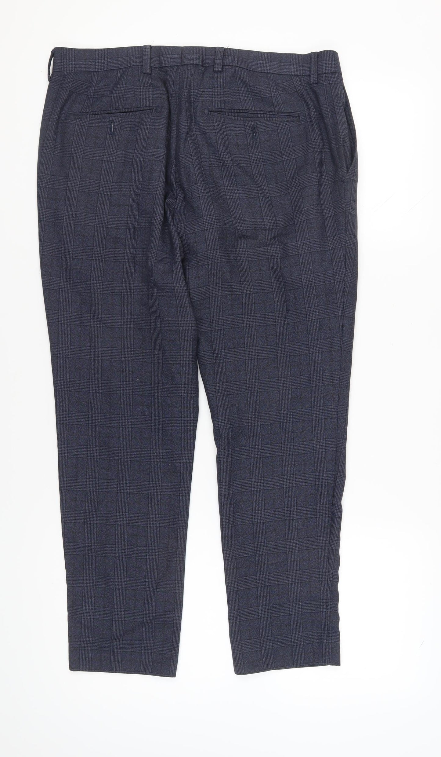 Next Men's Grey Check Formal Trousers, Size 34