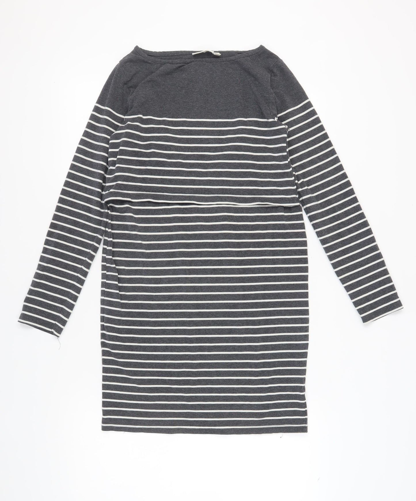 JoJo Maman Bébé Grey Striped Shift Dress - S