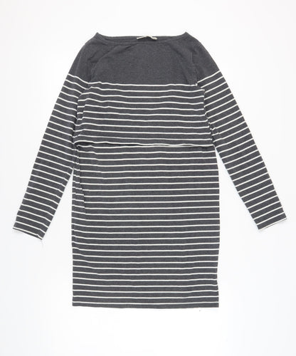 JoJo Maman Bébé Grey Striped Shift Dress - S
