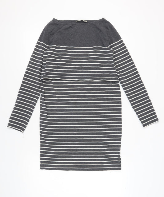 JoJo Maman Bébé Grey Striped Shift Dress - S