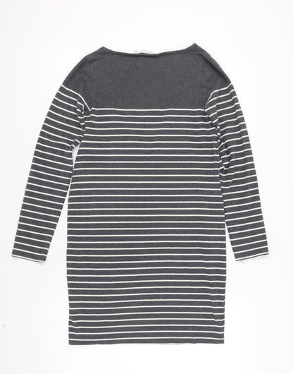 JoJo Maman Bébé Grey Striped Shift Dress - S
