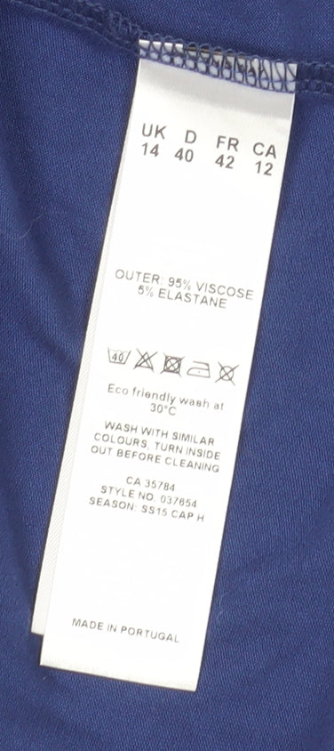 Womens UK Size 14 Eastex Blue Open Front Blouse