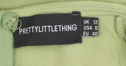 PrettyLittleThing One Sleeved Women's Green Dress Size 12