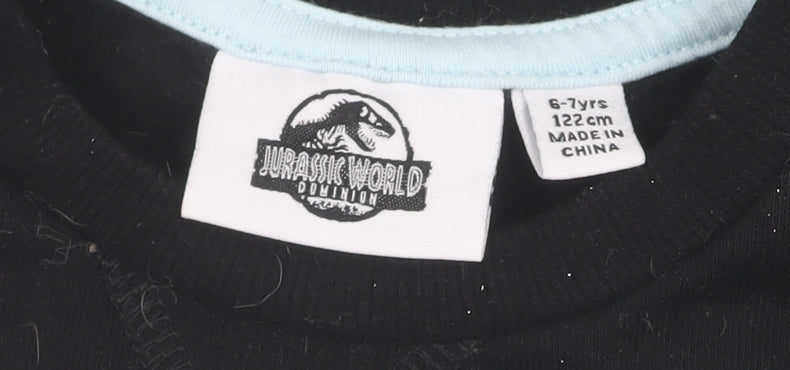 Boys Jurassic World Black Sweatshirt Pullover 7 Years