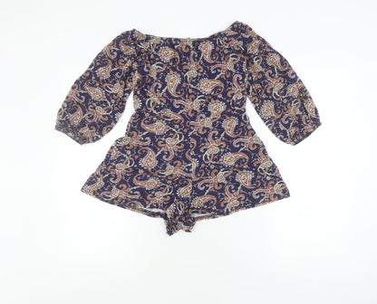 Boohoo Women's Multicoloured Paisley Playsuit, Size 12