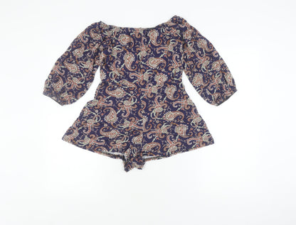 Boohoo Women's Multicoloured Paisley Playsuit, Size 12