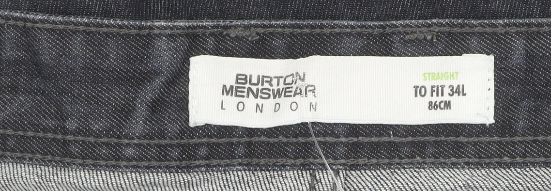 Burton Menswear Grey Straight Leg Jeans - 34W 34L
