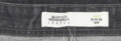 Burton Menswear Grey Straight Leg Jeans - 34W 34L