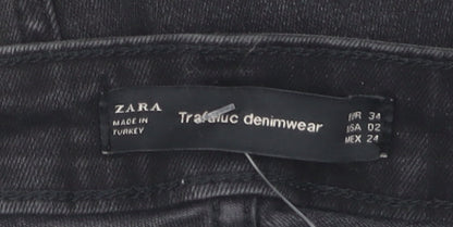 Zara Girls Black Floral Embroidered Skinny Jeans Size 6