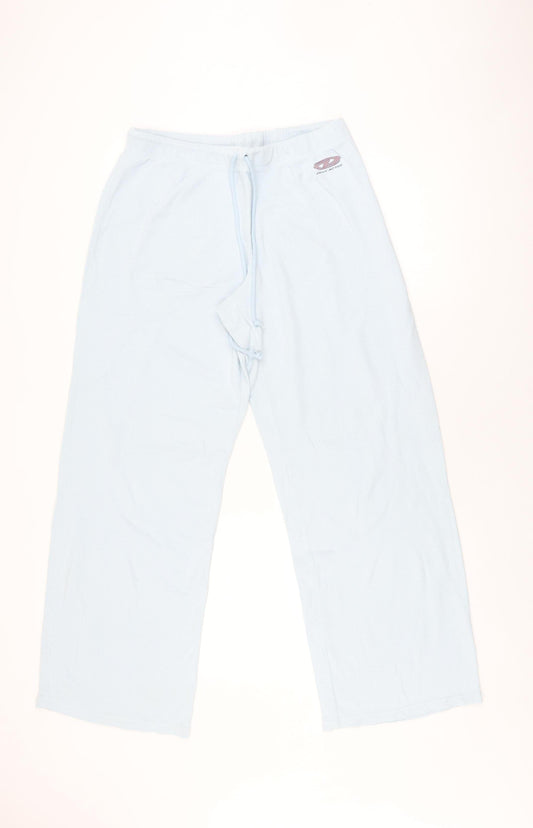 DKNY Women Blue Trousers L Athleisure Wide-Leg