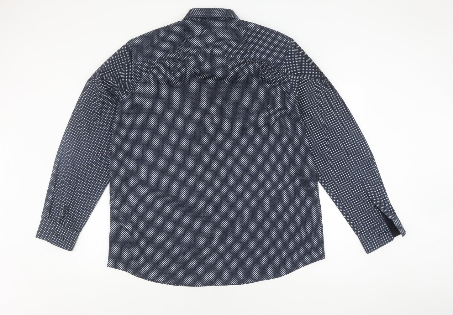 Next Men's Blue Long Sleeve Geometric Shirt 44 cm