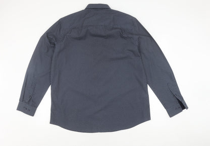 Next Men's Blue Long Sleeve Geometric Shirt 44 cm