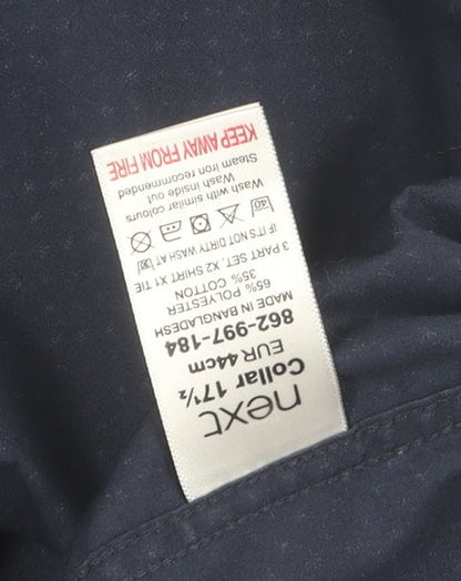 Next Men's Blue Long Sleeve Geometric Shirt 44 cm