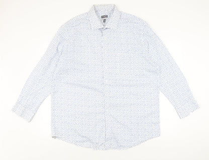 Van Heusen Men's XL White Geometric Long Sleeve Shirt