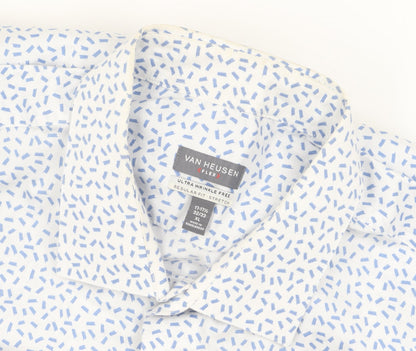 Van Heusen Men's XL White Geometric Long Sleeve Shirt
