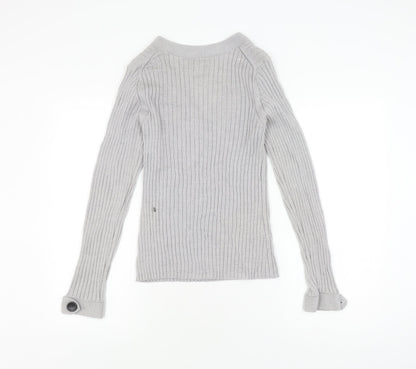 Banana Republic Women's Grey V-Neck Pullover Jumper L