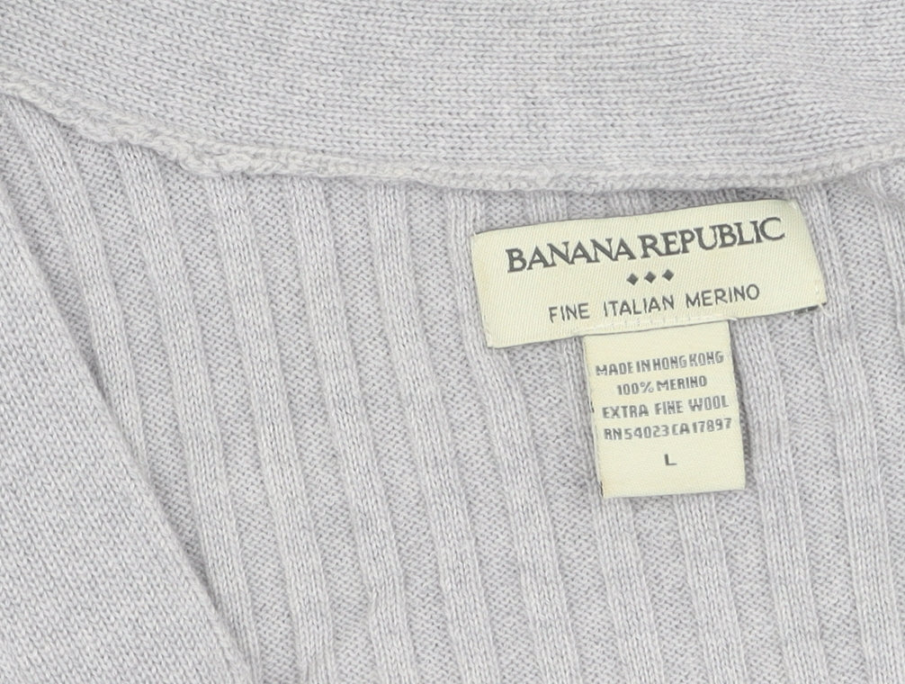 Banana Republic Women's Grey V-Neck Pullover Jumper L
