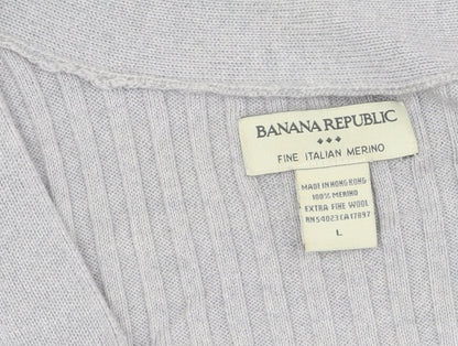 Banana Republic Women's Grey V-Neck Pullover Jumper L