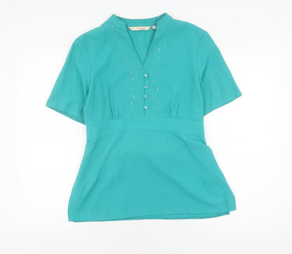 Womens UK Size 12 Style by EWM Green Basic Blouse