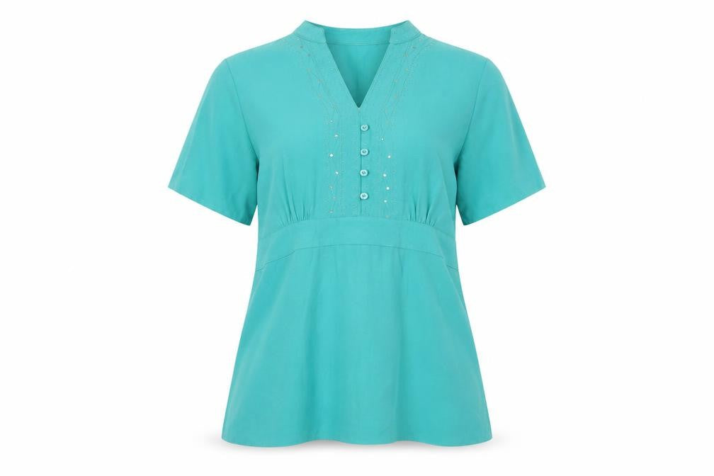 Womens UK Size 12 Style by EWM Green Basic Blouse