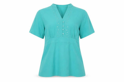 Womens UK Size 12 Style by EWM Green Basic Blouse