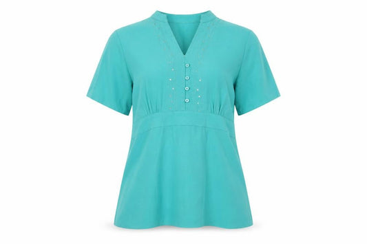 Womens UK Size 12 Style by EWM Green Basic Blouse