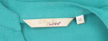 Womens UK Size 12 Style by EWM Green Basic Blouse