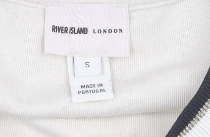River Island White Pullover Sweatshirt, S, Unisex