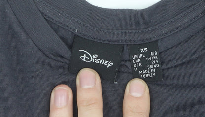 Womens UK Size XS Disney Black Basic T-Shirt