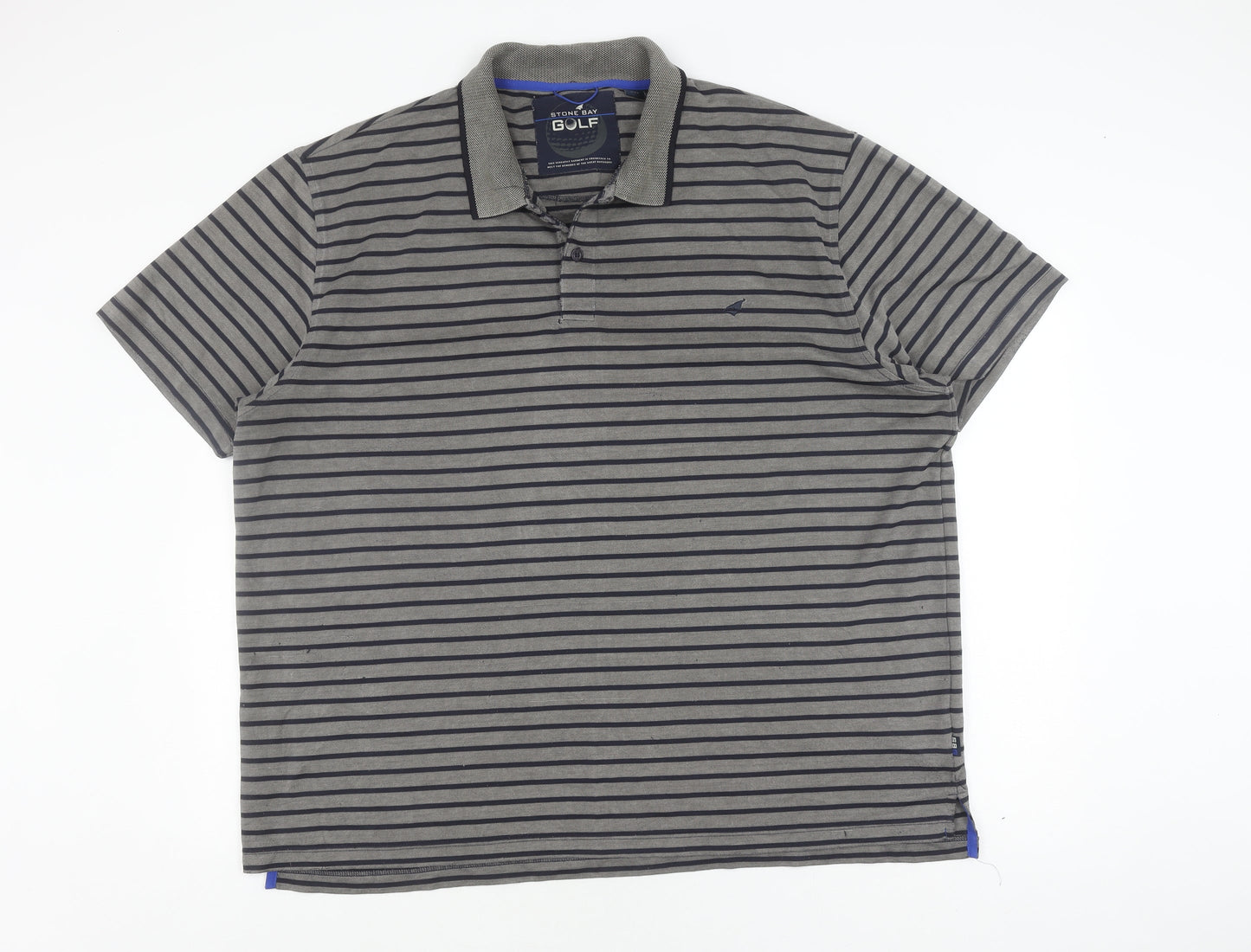 Stone Bay Men's Grey Striped XXL Golf Polo Shirt